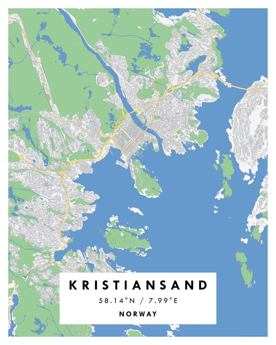 KRISTIANSAND City Digital Map Poster Geographical Maps More   2 4x5 Kristiansand G 920x1150 